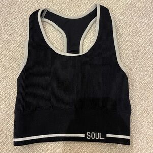 Never worn SOUL-CYCLE black ribbed sports bra!
